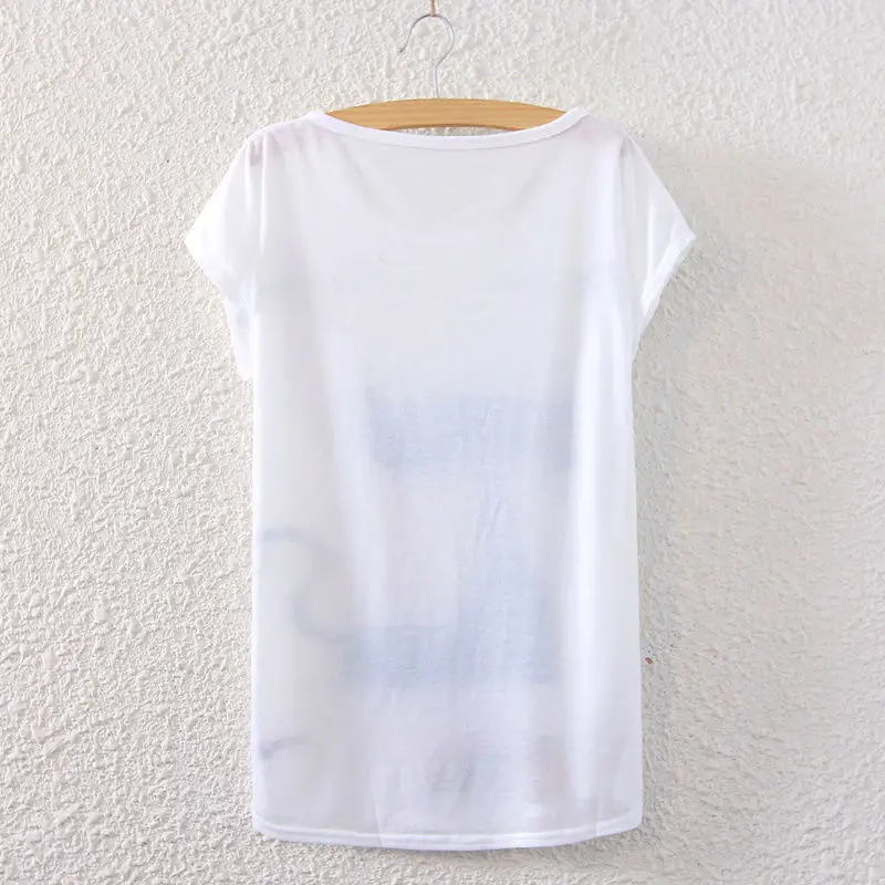 KaiTingu 2016 Brand New Version Fashion Summer Harajuku Short Sleeve Women T Shirt Tops Letter Cat Print T-shirt White Cloth