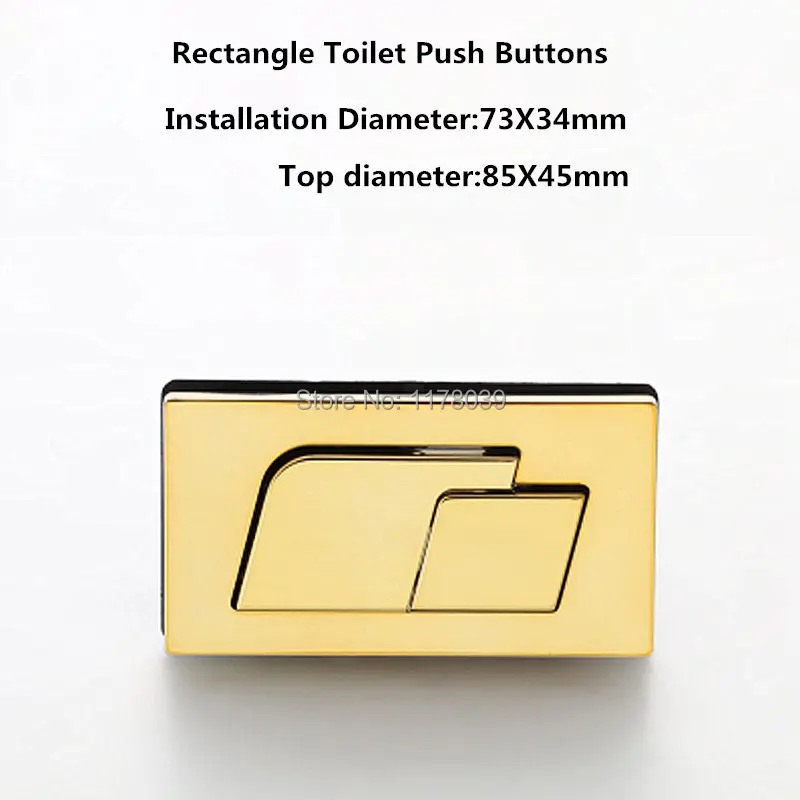 Top diameter 85X45mm gold color Square toilet flush dual push buttons