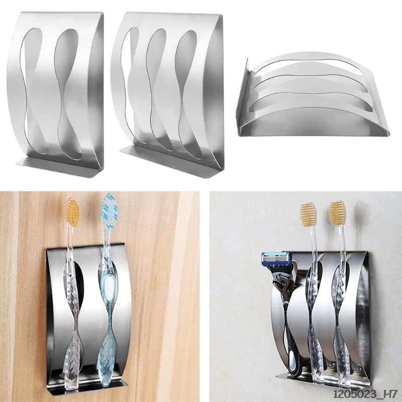

3/2-Grooved Wall Mounted Blader Storage Rack Self-Adhesive Organizer Box Toothbrush Holder For Bathroom Kitchen