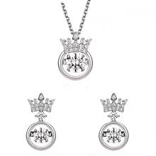 Зима горячая Америка Смарт 925 Серебряные иглы Кристалл из болгарийской серьги с короной ожерелье мигающий для женщин рождественские подарки