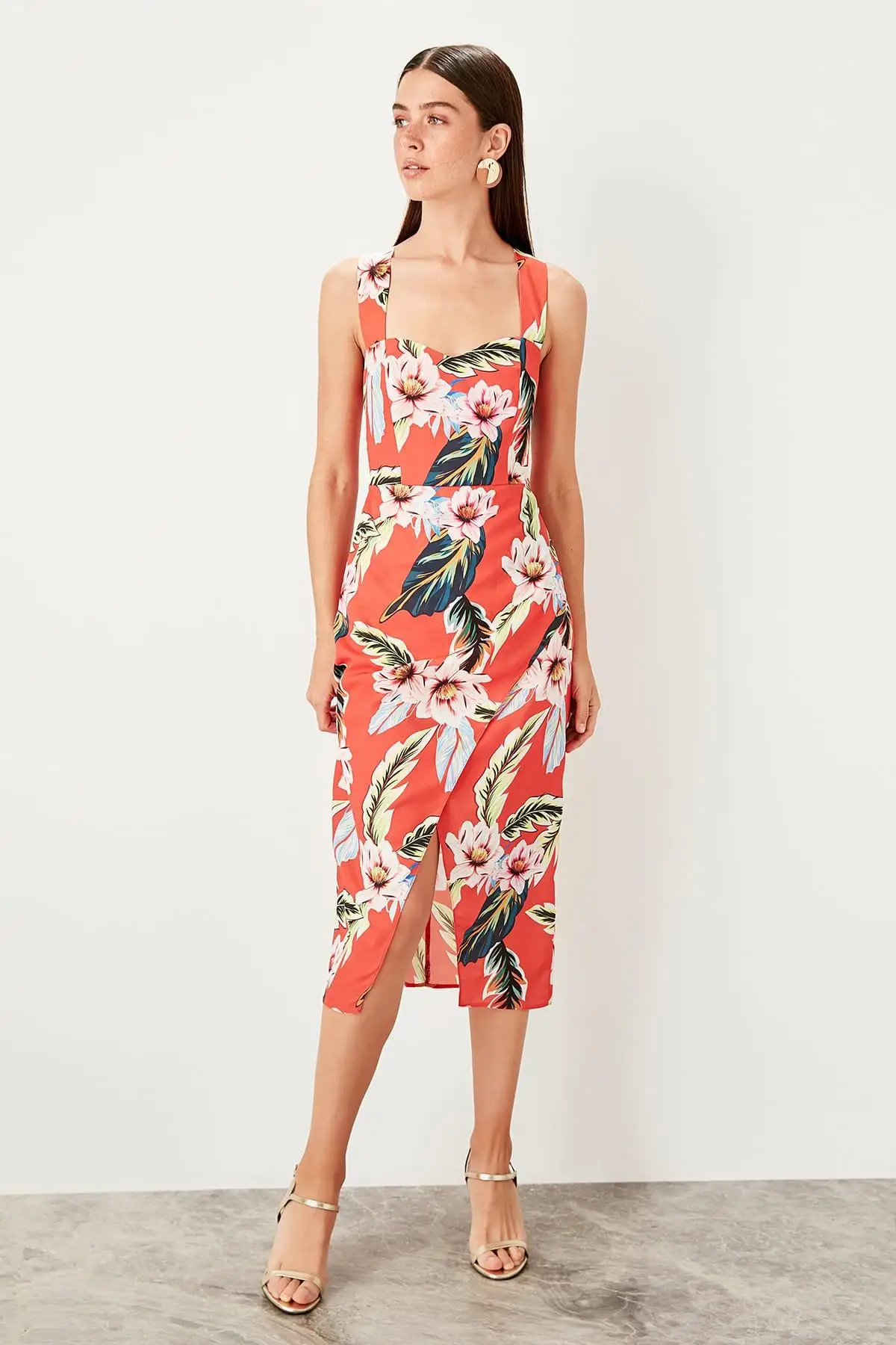 

Trendyol Red Print Dress TWOSS19EL0018