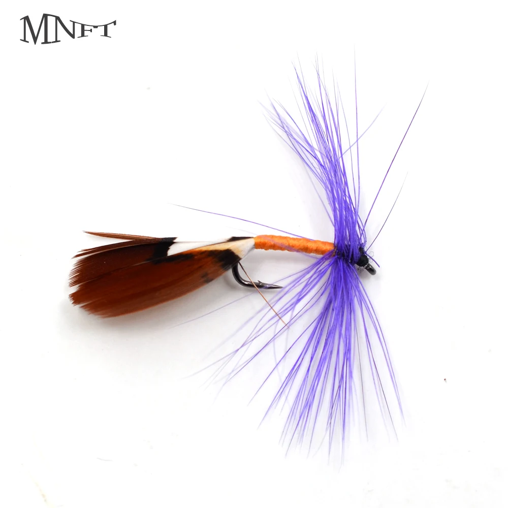 

MNFT 10Pcs 8# Purple Beard Yellow Body Color Nymph Tying Fly Fishing Lures Dry Hook Bait Lure