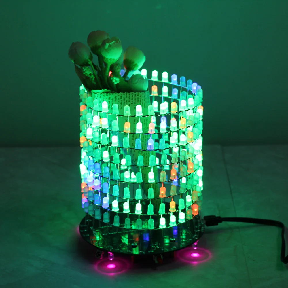 

Colorful RGB Dream Light Circle 5mm LED DIY Kit Music Spectrum Module 8x32 Dot Matrix for Gift