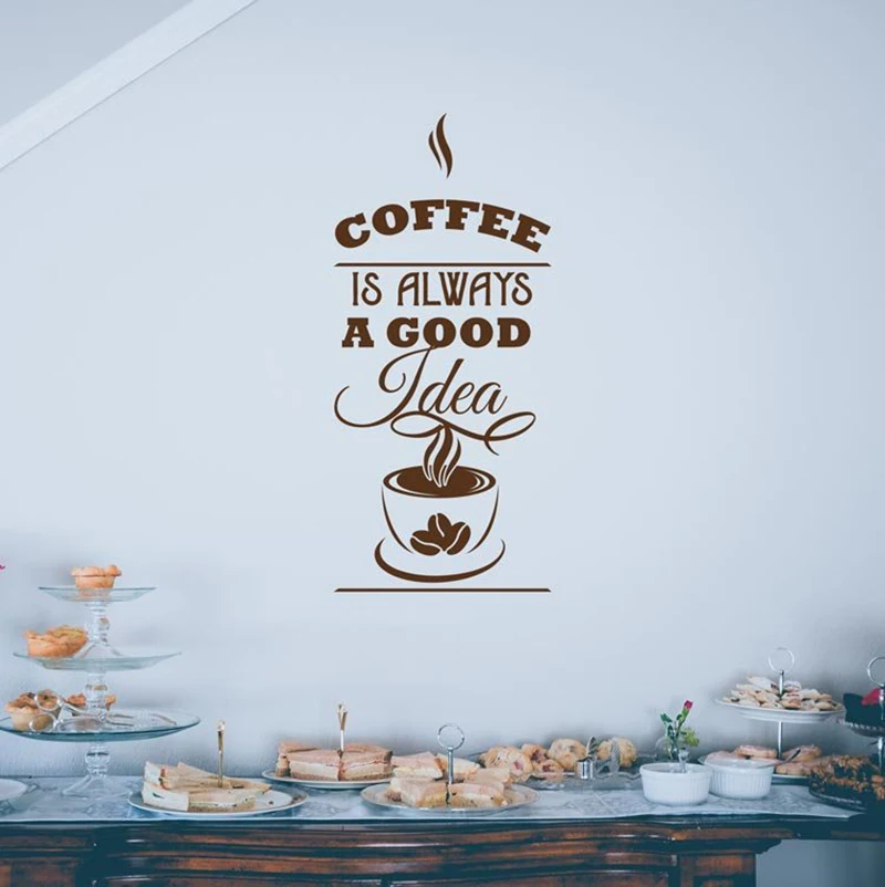 Coffee Is Good Idea Wall Decal Quote Cafe Bar Wall Window Decor Sticker Removable Vinyl Art Kitchen Dining Room Ornament D506