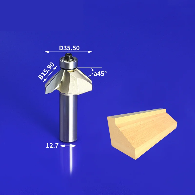 1 шт- ЧПУ твердосплавный деревообрабатывающий фрезерный станок, фрезерный станок по дереву, 45 градусов V бит коническая Концевая фреза, нож для снятия фаски - Длина режущей кромки: 12.7mm x 15.9mm