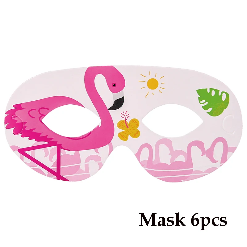 Фламинго тема одноразовая посуда День рождения украшение детская тарелка чашки шапки скатерть воздушный шар флаг набор соломинок для вечеринок - Цвет: mask 6pcs
