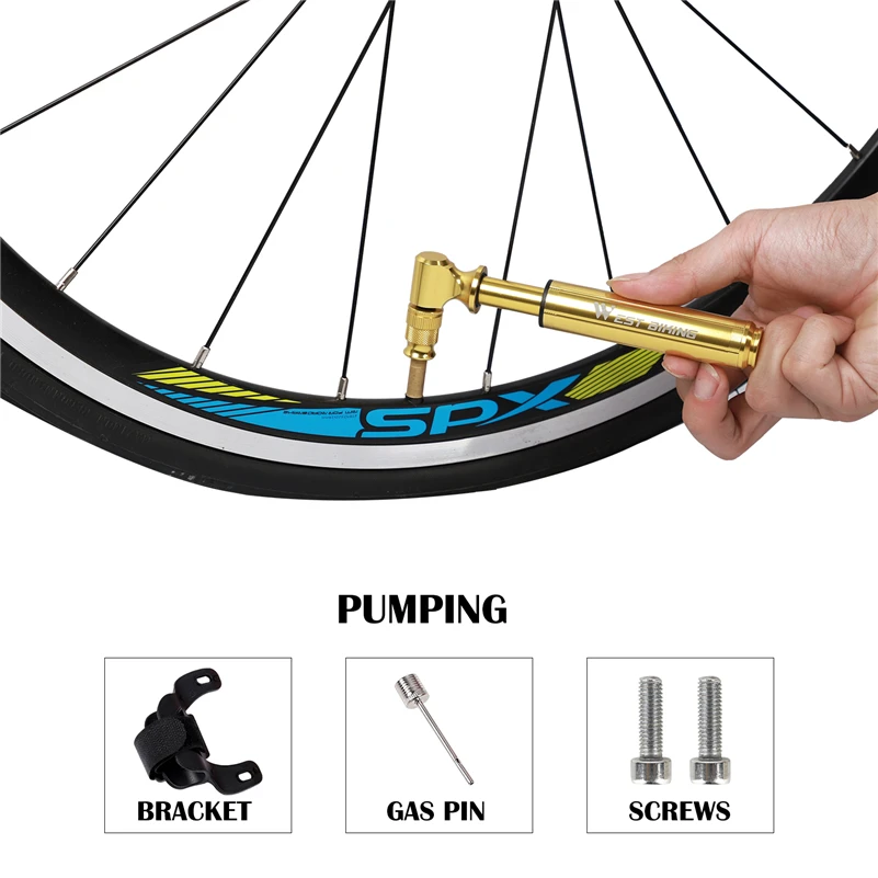 WEST BIKING мини велосипедный насос MTB велосипедный воздушный насос для шин Schrader Presta клапан шариковые иголки, аксессуары для шитья портативный велосипедный насос
