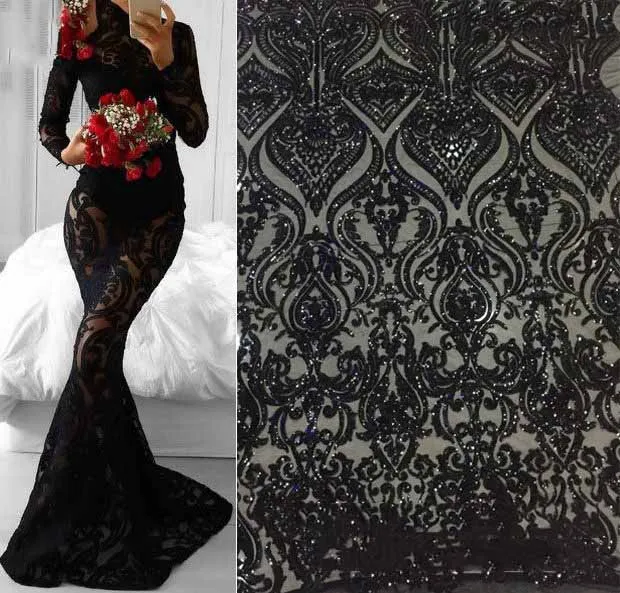 

Hot Sale french lace african sequins lace fabric white high quality african tulle lace fabric Ivory voile lace in switzerland