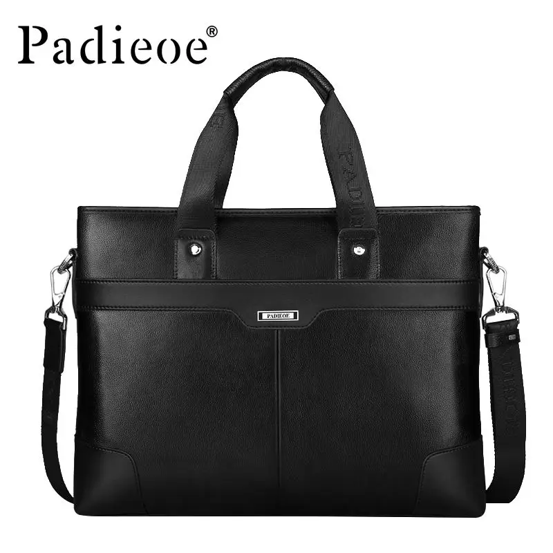 

Padieoe New Fashion Men's Business Shoulder Bag Famous Designer Handbags Genuine Leather Briefcase High Quality Messenger Bags