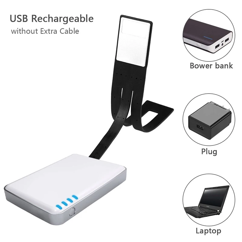 

AKDSteel LED Book lights Chargeable Flat USB Fold Bending Adjust Reading lights Rechargeable Night light dimmable book light