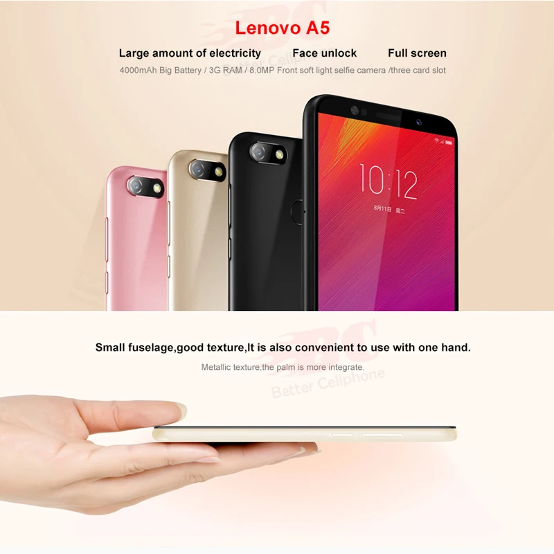 Original multi-language Lenovo A5 Phone L18021 4G LTE 4000mAh 5.45 Inch MT6739 Quad Core 3GB RAM Andorid 8.1 Smartphone 13.0MP Original multi-language Lenovo A5 Phone L18021 4G LTE 4000mAh 5.45 Inch MT6739 Quad Core 3GB RAM Andorid 8.1 Smartphone 13.0MP