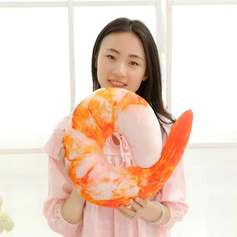 3D Shrimp U shape Creative Throw Pillow Plush Neck Cushion Soft Comfort 4Style