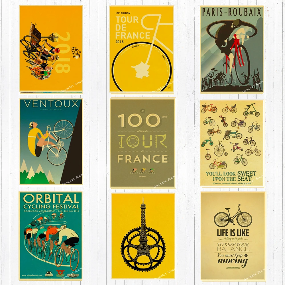 

Collection Minimalism Bike Riding Canvas Painting Vintage Wall Posters Coated Stickers Home Decoration Wall Picture Home Gift