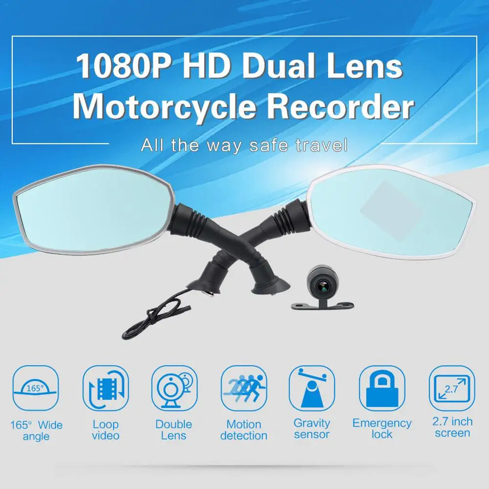 

2018 New DVR Motorcycle Rearview Mirror Camera Auto Digital Video Recorder Dash Camera Dual Lens Dash Camera