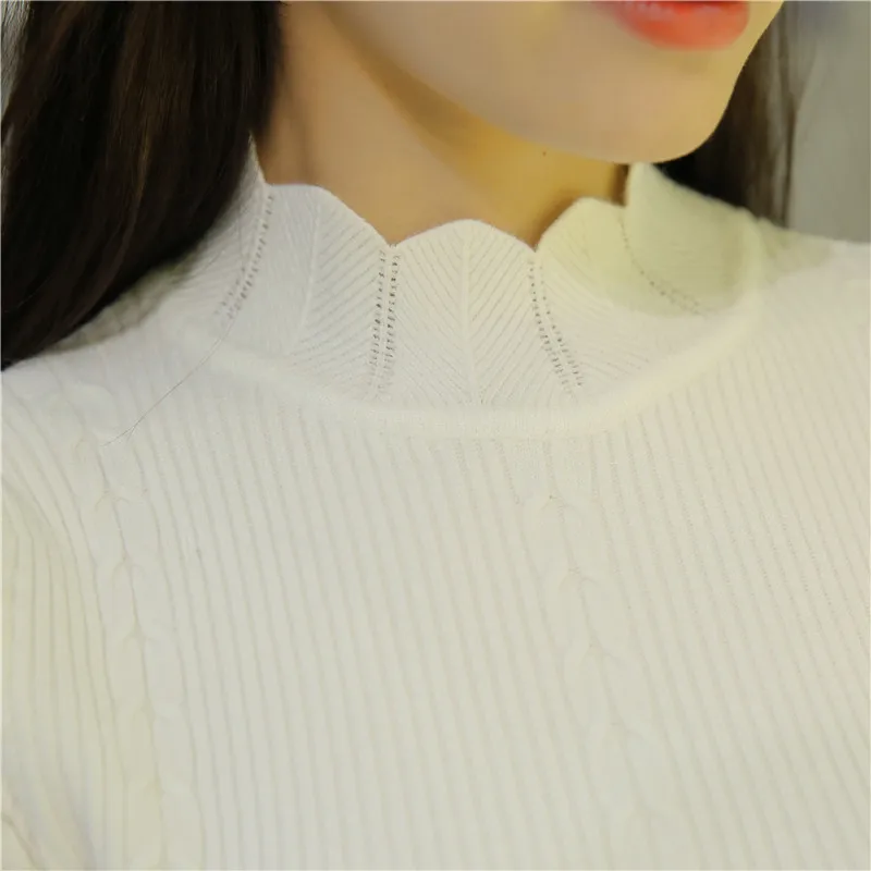 OHCLOTHING новое корейское тонкое платье кружевной вязаный свитер полуводолазка - Цвет: see chart
