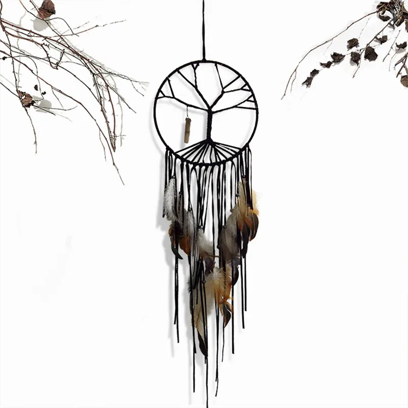 

Handmade Big Tree of Life Dreamcatcher Wind Chimes Indian Style Campanula Feather Pendant Dream Catcher Gift 20*60cm