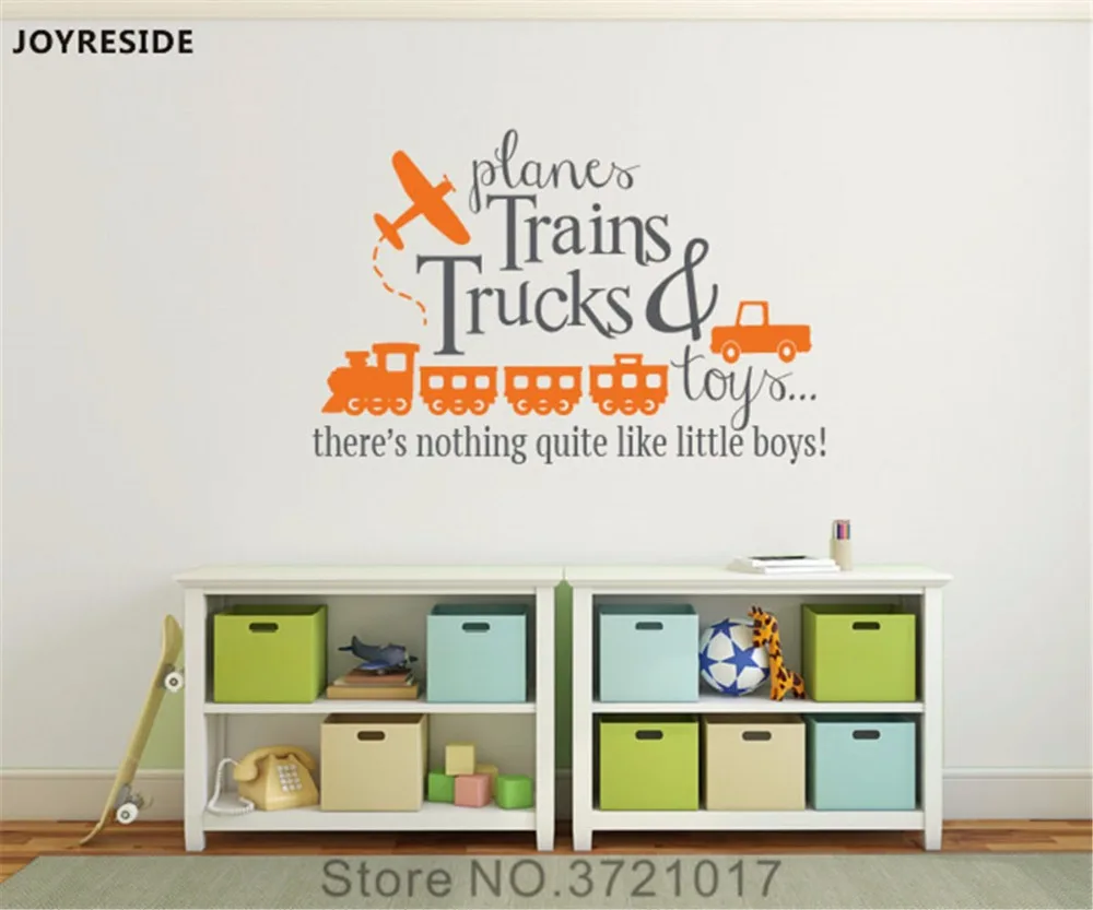 

JOYRESIDE Planes trains trucks Toy Quote Wall Decal Vinyl Sticker Nursery Decor For Kids Boys Room Art Home DIY Decoration XY179
