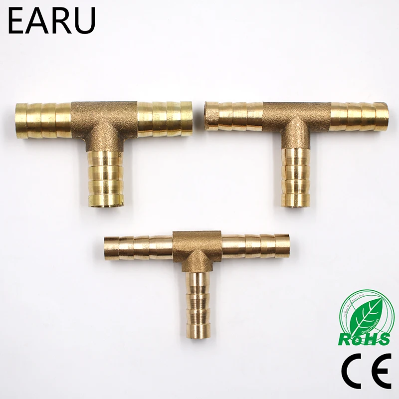 1Pc 612mm BRASS T Hose Joiner Piece 3 WAY Fuel Water Air Gas Oil Pipe