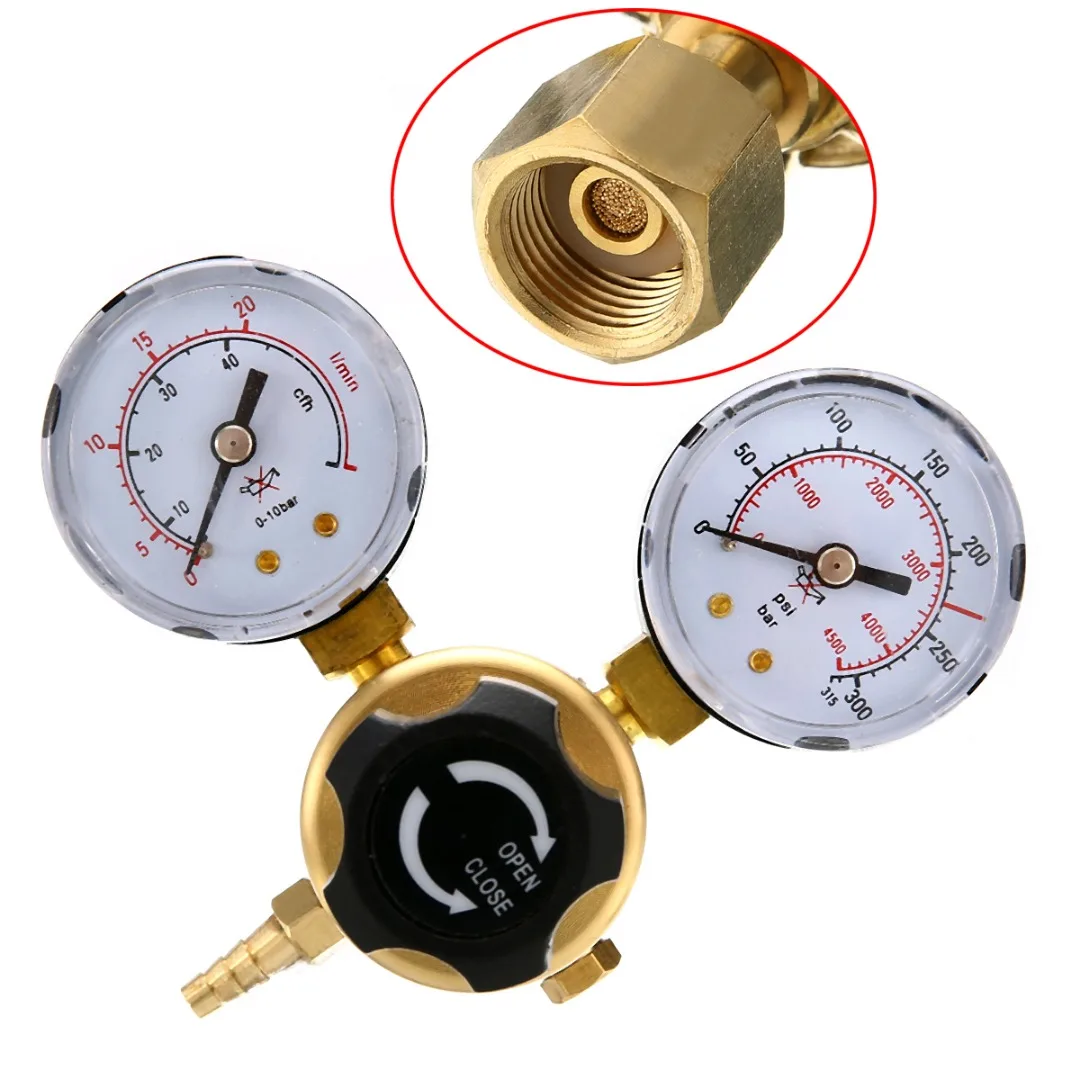 

1pc 0-20Mpa Pressure Regulator Mig Tig Welding Flow Meter Gauge W21.8 Oulet For Argon CO2 Gas