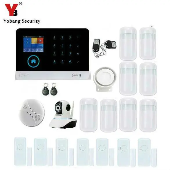 Yobangбезопасности беспроводной Wifi RFID GSM SMS ANDROID IOS приложение домашняя охранная сигнализация ip-видеокамера датчик дыма