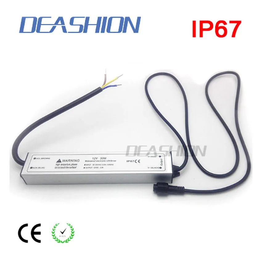 DC12V LED Power supply electronic transformer 30W Driver IP67 alimentation Outdoor Waterproof with connector | Освещение