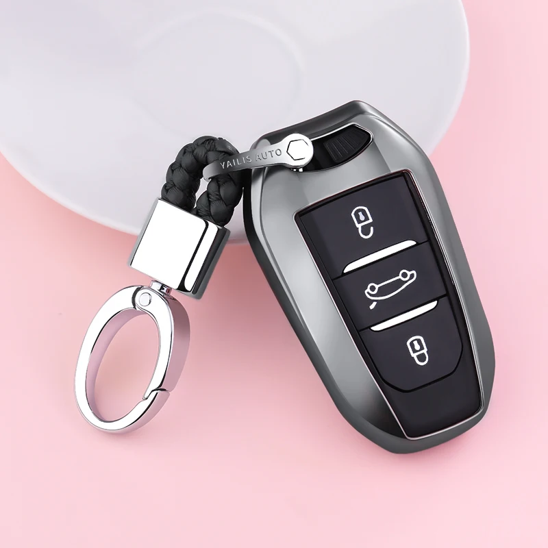 Авто Мягкий ТПУ ключ чехол для автомобильных ключей крышка + брелок Peugeot 408 2008 3008