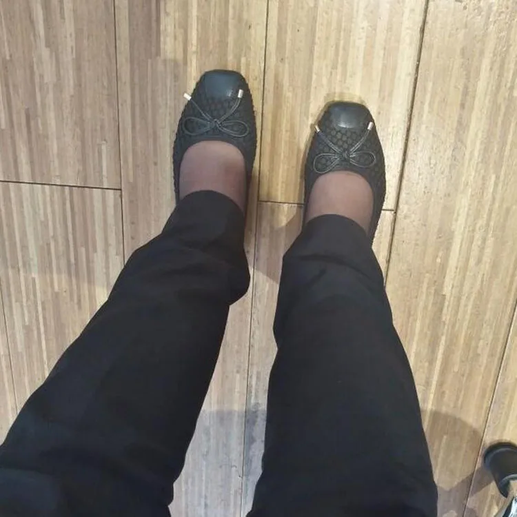 Genuine Leather Women Soft Flats Women Slip-on Shoes Square Toe Elegant Office Lady Shoes for Party Causal Baleriny Woman Loafer (19)