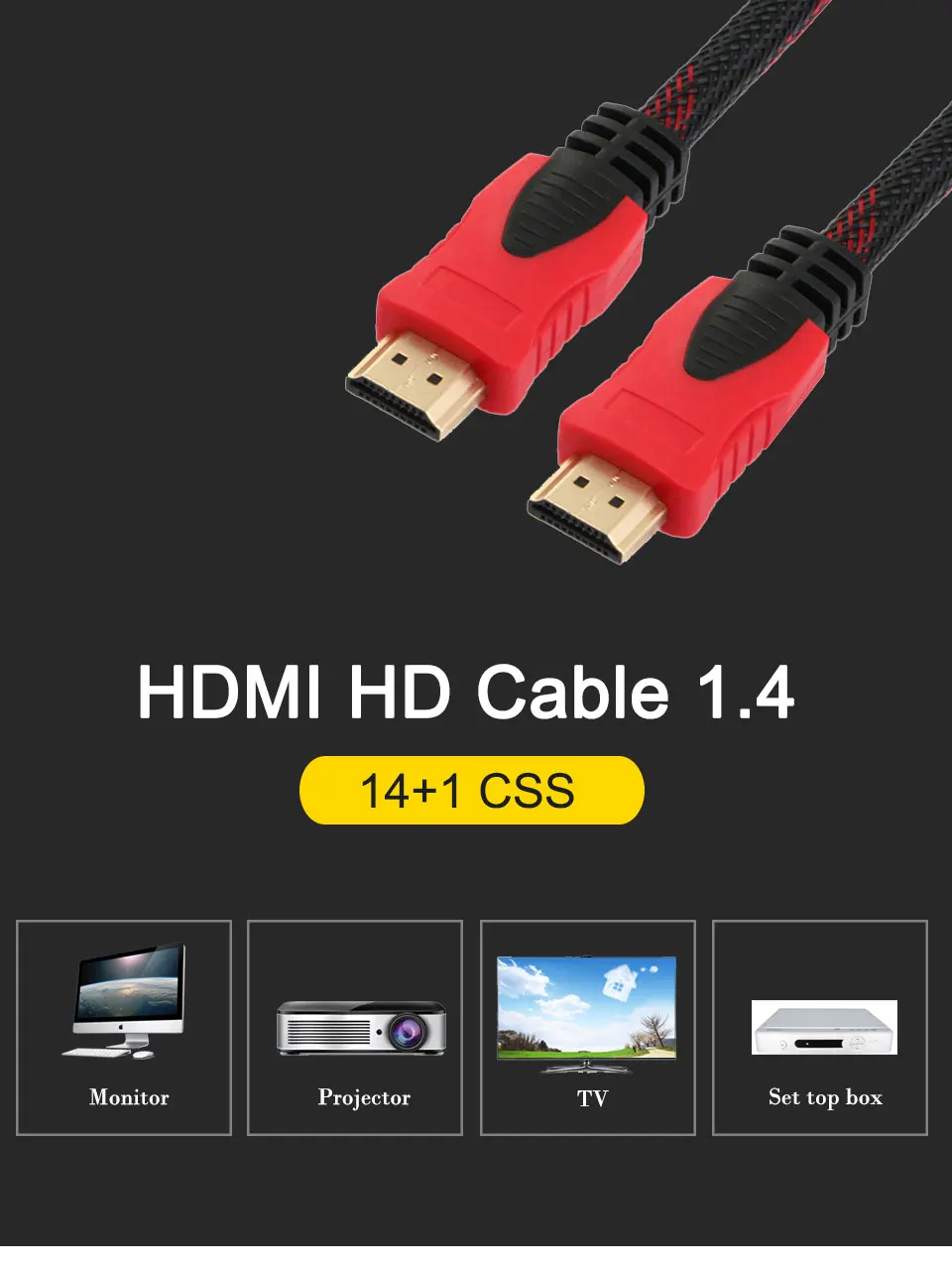 HDMI Cable video cables Gold Plated 1.4 1080P 3D Cable for HD TV LCD Laptop PS3 Projector Computer HDMI to HDMI cable 1 (1)