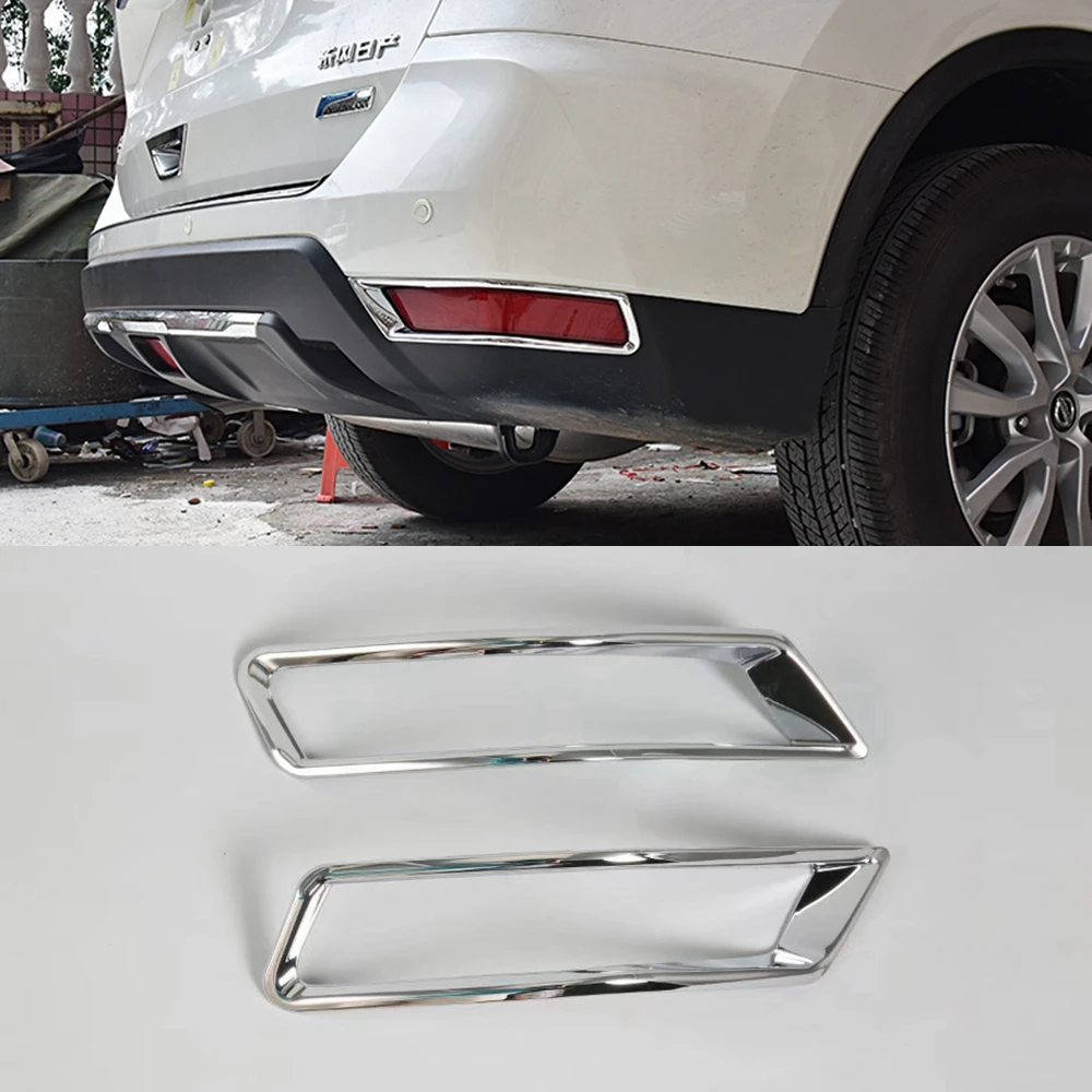 

MONTFORD ABS Chrome Exterior Rear Fog Light Lamp Cover Trims Protector Frame 2Pcs/set For Nissan X-trail Xtrail Rogue 2017 2018