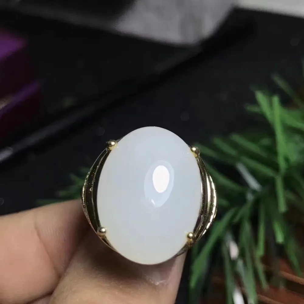 Real And Natural White Jade Ring Man ring Free shipping 925 sterling