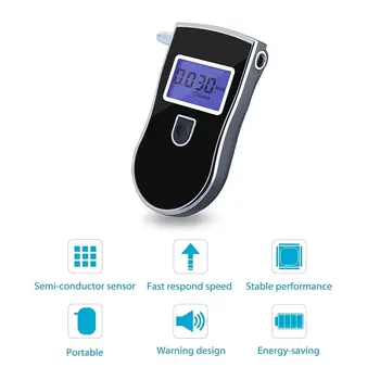 

Portable Police Breathalyzer Analyzer Detector Digital LCD Alcohol Sensor Breath Tester with 5 Disposable Mouth Pieces 818