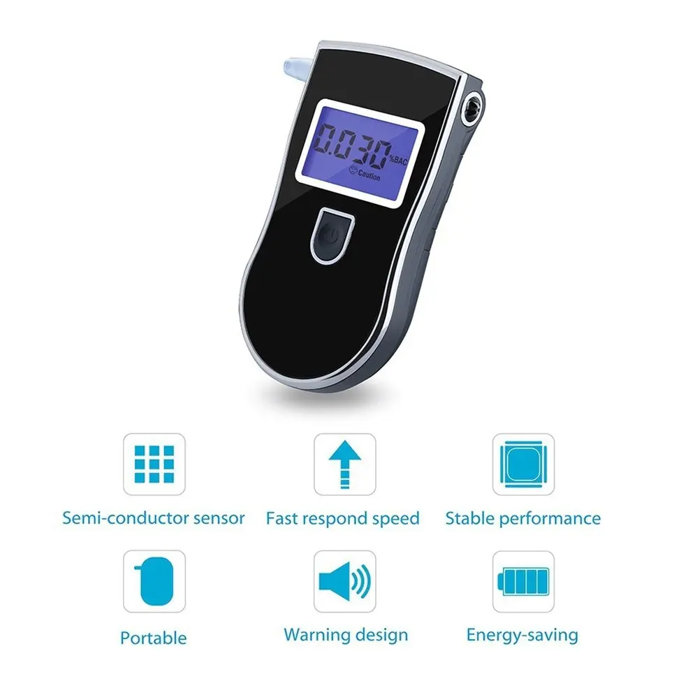 المحمولة الشرطة الكحول الكاشف محلل الرقمية LCD الكحول الاستشعار اختبار التنفس مع 5 المتاح الفم قطع 818