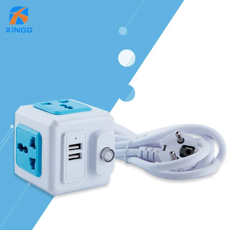 2 шт. умная вилка power cube EU power Strip Электрический 2 USB розетки удлинитель Мульти адаптер для путешествий 2500Вт домашняя зарядка