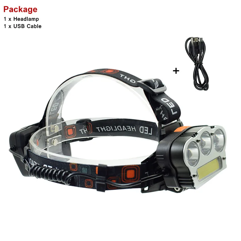 

T6 Led COB Head Lamp Camping Working Light White Red Light 18650 Headlight Led Headlamp Torch For Fishing Hunting Reading
