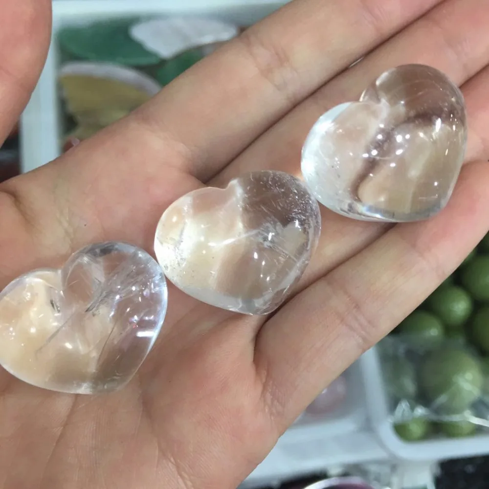 

100% natural clear quartz crystal heart healing gemstone crystal heart as gift 1pc
