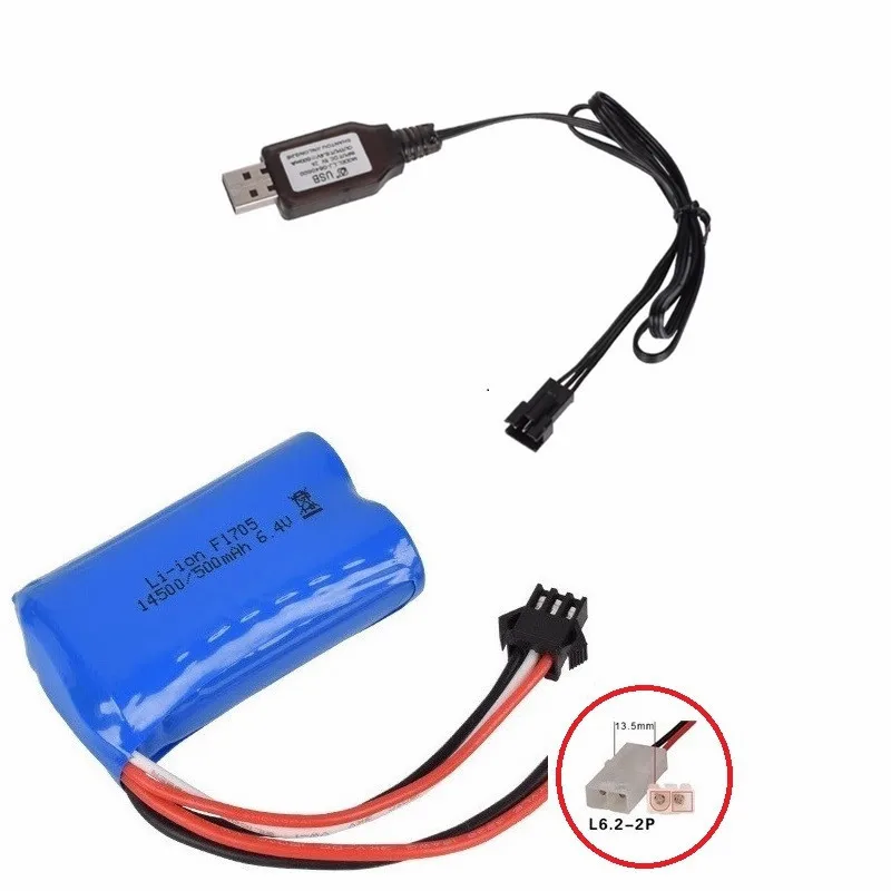 14500 500mah 6,4 v литий-ионная батарея для Wltoys 18401/18402 пульт дистанционного управления внедорожника 6,4 v зарядное устройство для радиоуправляемых игрушек автомобиля лодки Turcks - Цвет: Красный