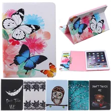 For Ipad6 Air2 Butterfly Owl Bear Cartoon PU Leather Flip Stand Cover Cases For Apple iPad Air 2 ipad 6 Tablet Cover Case Fundas