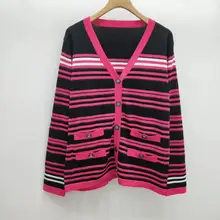 Осень зима WALLA ERA женские Свитера повседневные полосатые женксие кофты цветной черный и розовый женский свитер 2 цвета