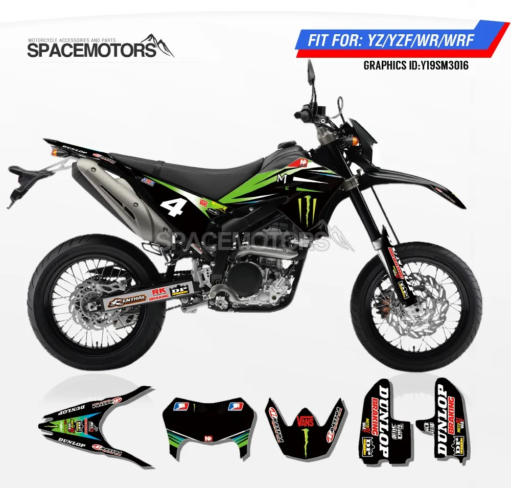 MotoSpace индивидуальные команды Графика Фоны наклейки 3M Пользовательские наклейки для YAMAHA WR250 RX250 08-19 WRF250 07-13-15-18 лет 016