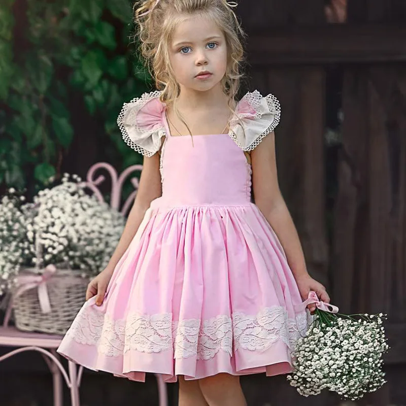 Keelorn/кружевная Одежда для девочек; лето г.; новые модные детские платья; платье принцессы без рукавов с аппликацией; От 3 до 7 лет платья для девочек - Цвет: ax1002 Pink