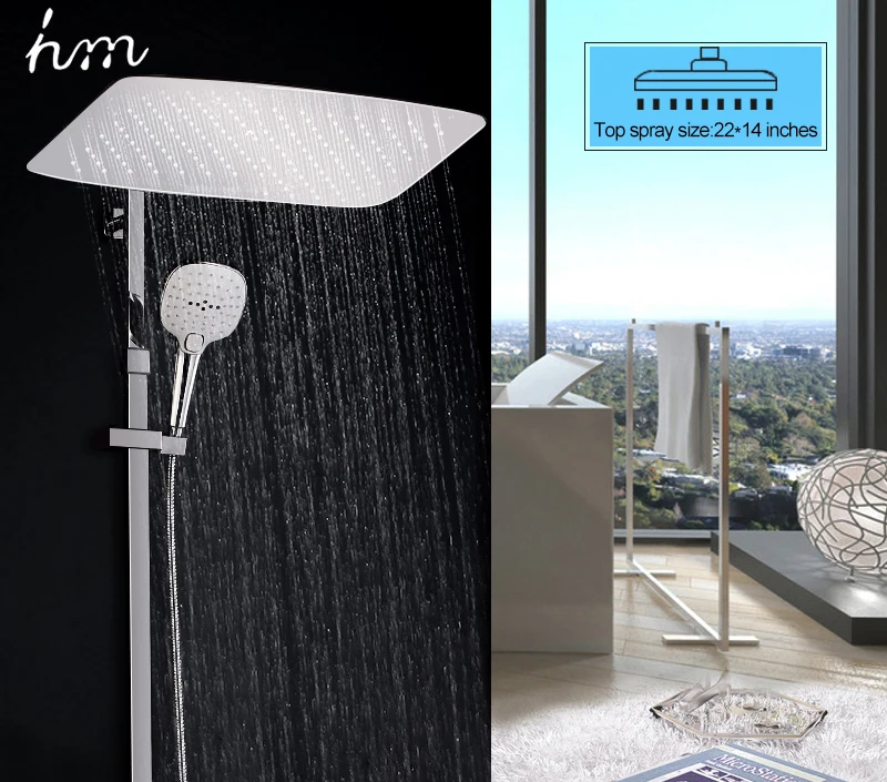 Bathroom Shower System Faucet Set with Rainfall Shower Head & Handheld  Brass Thermostatic Water Rainfall Shower Set Faucet (1)