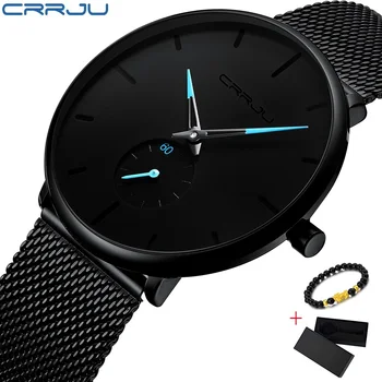 

CRRJU Quartz Watch Men Casual Slim Mesh Steel Mens Watches Top Brand Luxury Sport Watch Waterproof Clock Relogio Masculino 2019
