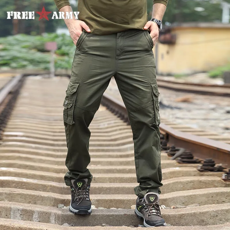 Günstig Freies Armee Marke Mode Herren Hosen Safari Stil Military Hosen Casual Taschen Solide Jogginghose Cargo Hosen Männlichen Plus Größe 42
