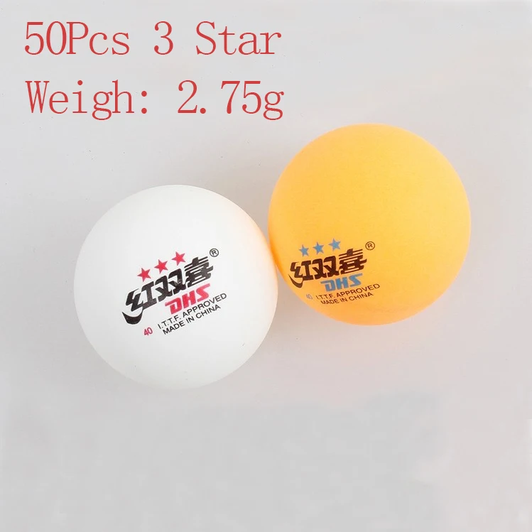 50Pcs DHS 3 Stars 2.75g Weight Best Table Tennis Balls