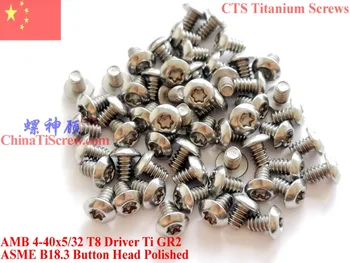 

Titanium screws 4-40x5/32 Button Head Torx T8 Driver Ti GR2 Polished 50 pcs