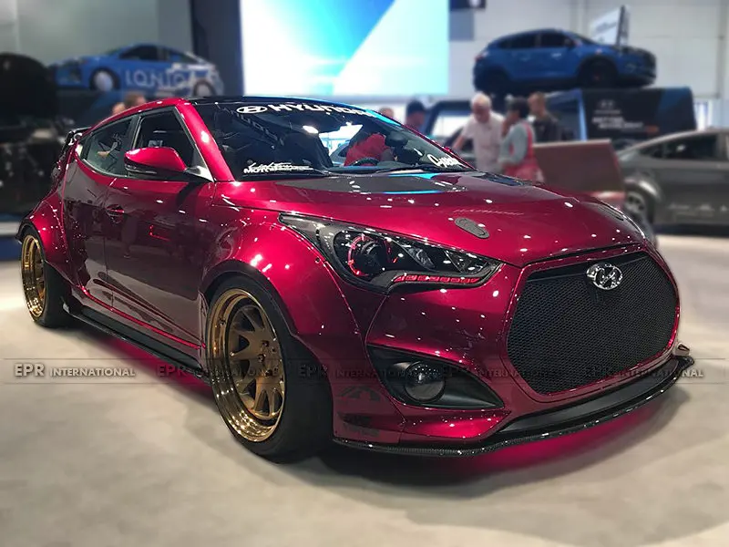 Автомобиль-Стайлинг для Hyundai Veloster углеродного Волокно Сема Стиль спереди и сзади Fender Flare Глянцевая волокна грязезащитных гарнир Средства