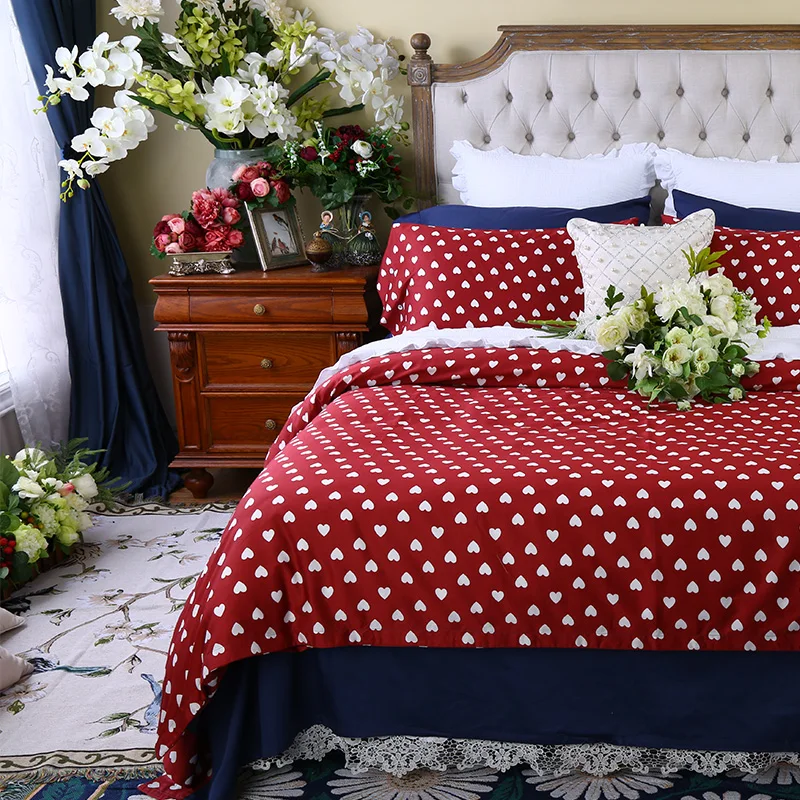 Brief American Red Four Piece Set Bed Cotton 100 Cotton 1.8m Bed