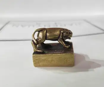 

Chinese brass carving tiger small seal statue