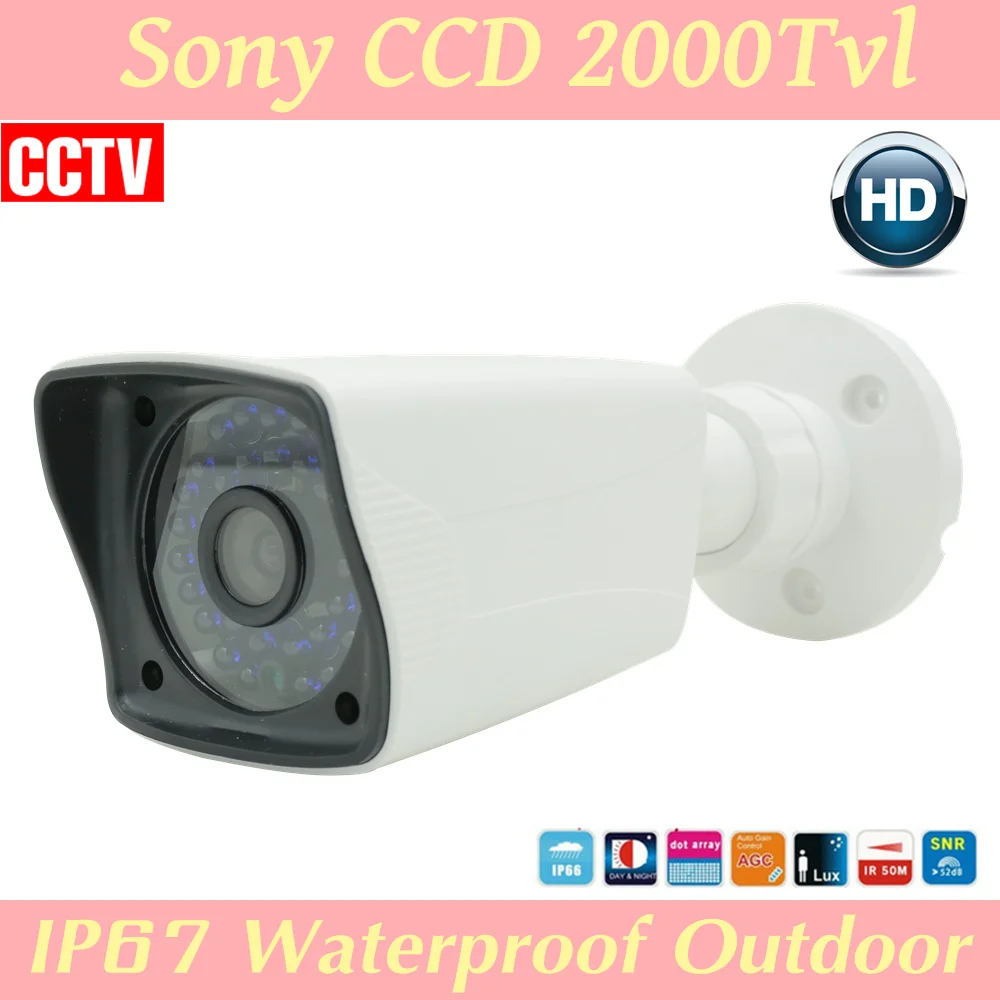 

Pengbo Security C19-2000 Indoor/Outdoor 2000TVL Bullet CCTV Camera White color free shipping