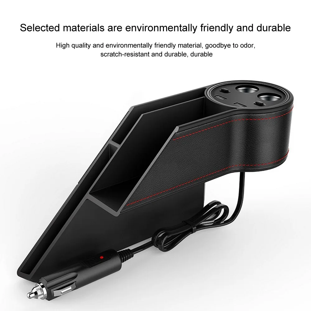 

Car Seat Gap Storage Box Double Point Smoke Hole Double USB Car Charger Storage Device Multi-function Large Capacity Storage Box